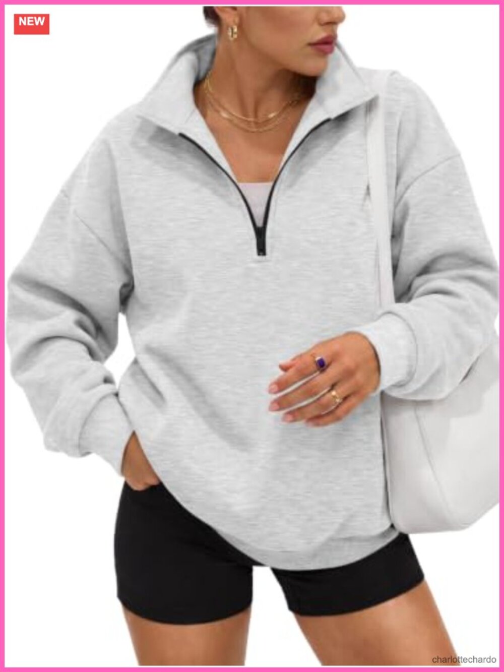 Oversized Half Zip Fleece Sweatshirt Pullover Mock Neck